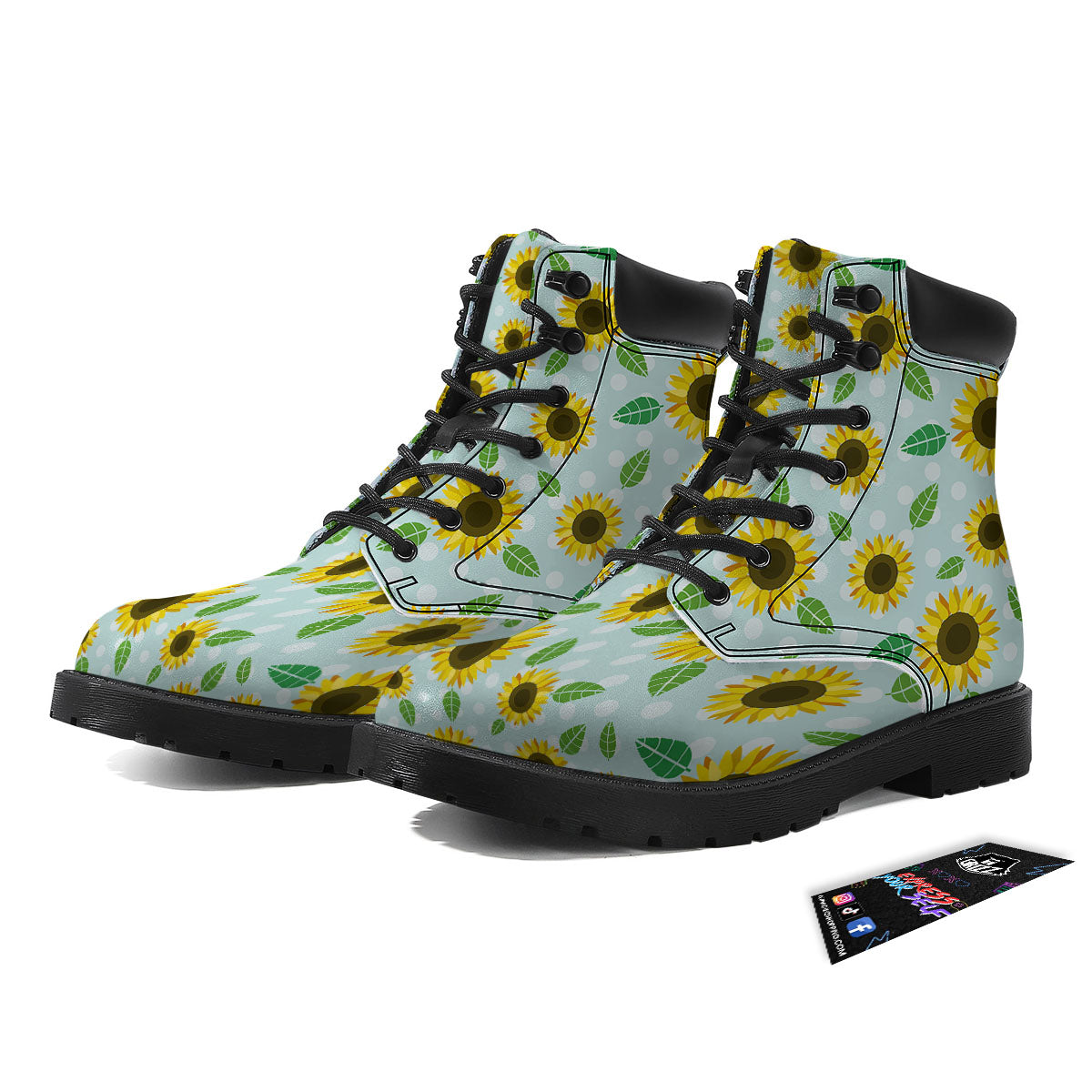 Sunflower Polka Dot Print Pattern Boots-grizzshop