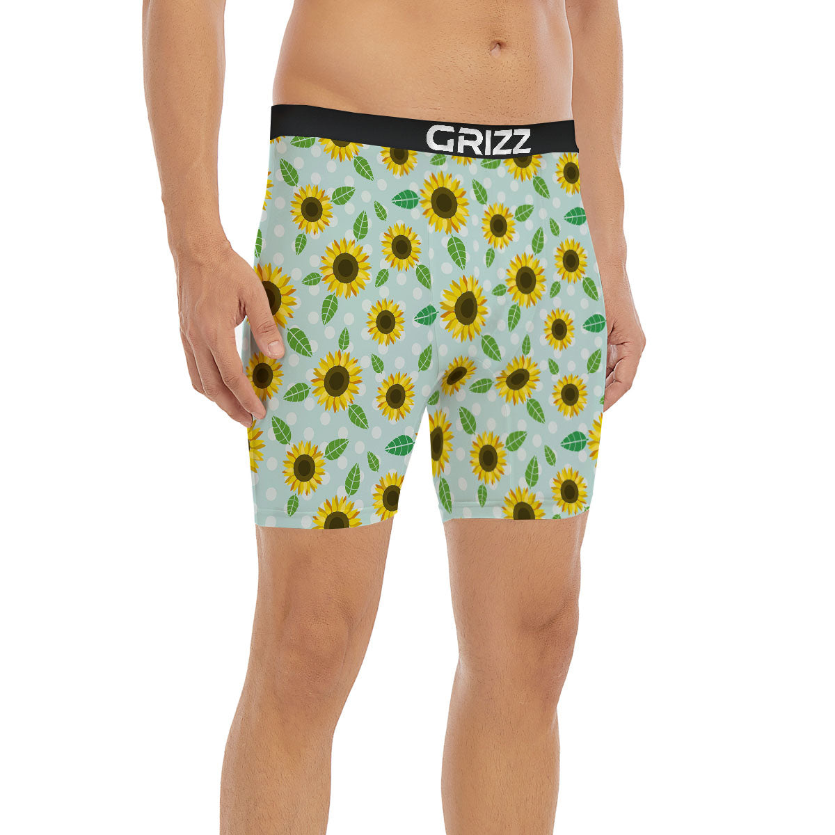 Sunflower Polka Dot Print Pattern Boxer Briefs-grizzshop