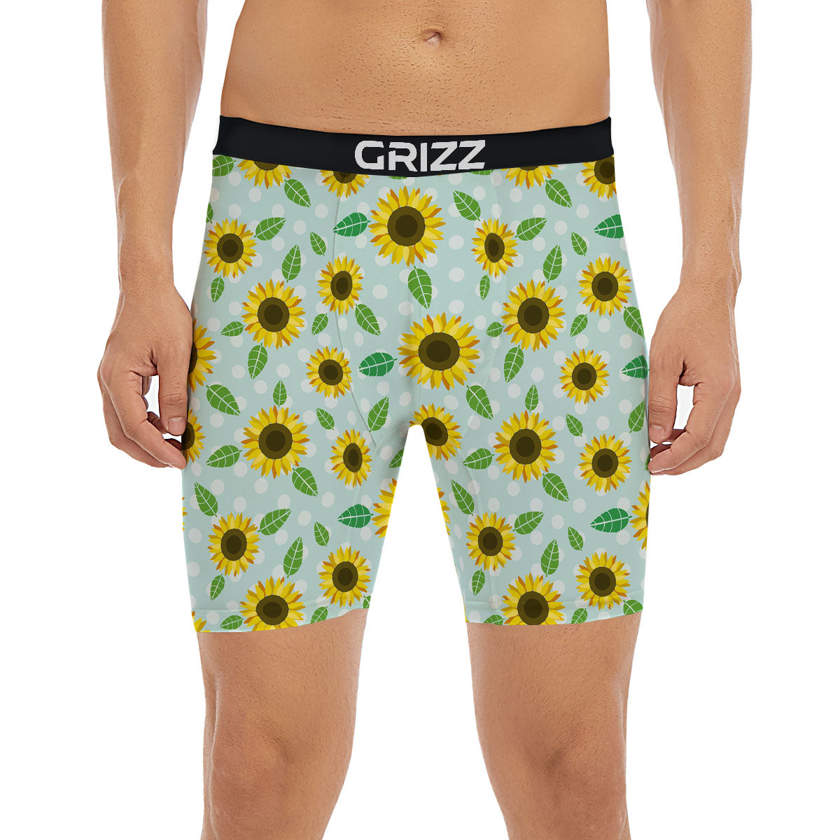 Sunflower Polka Dot Print Pattern Boxer Briefs-grizzshop