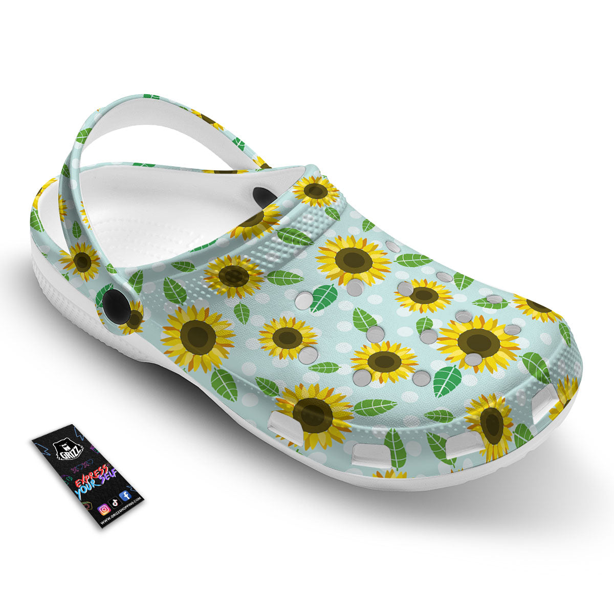 Sunflower Polka Dot Print Pattern Clog-grizzshop