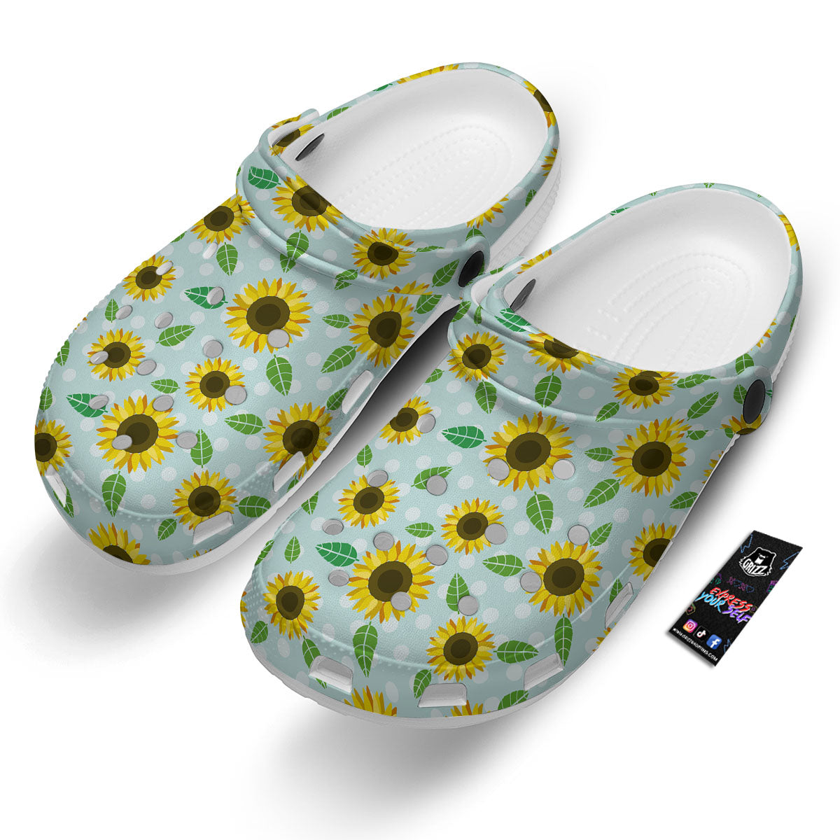 Sunflower Polka Dot Print Pattern Clog-grizzshop