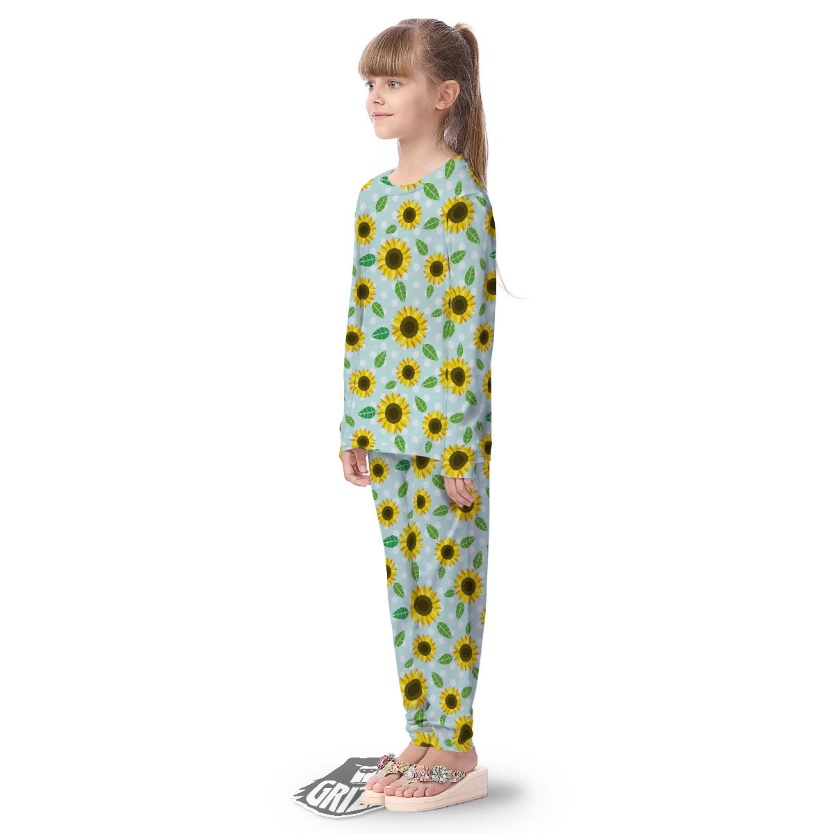 Sunflower Polka Dot Print Pattern Kid's Pajamas-grizzshop
