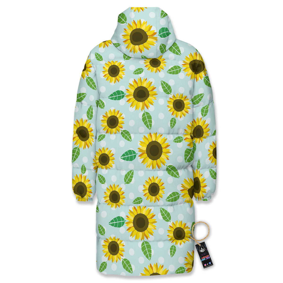 Sunflower Polka Dot Print Pattern Long Down Jacket-grizzshop