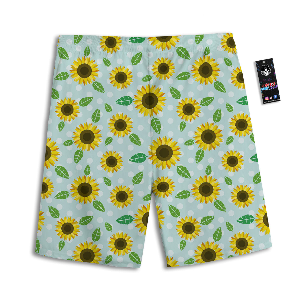 Sunflower Polka Dot Print Pattern Men's Athletic Shorts