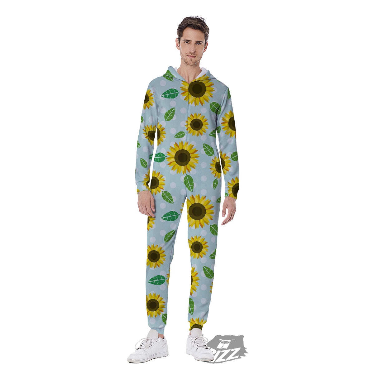Sunflower Polka Dot Print Pattern Men's Jumpsuit-grizzshop