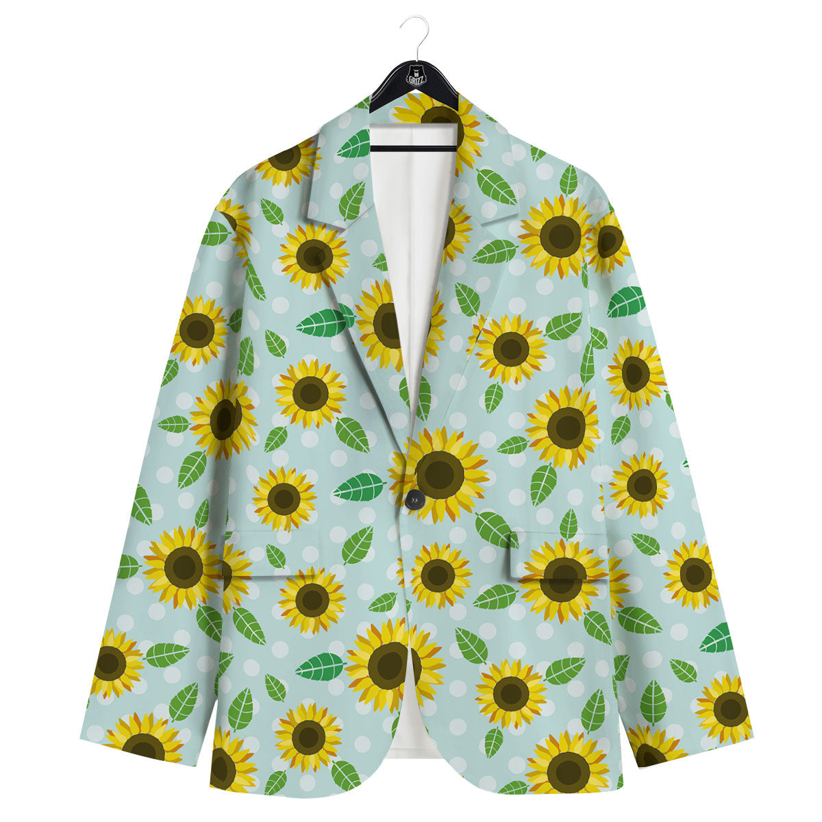 Sunflower Polka Dot Print Pattern Men's Sport Coat-grizzshop