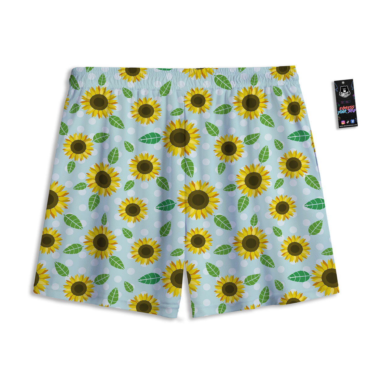 Sunflower Polka Dot Print Pattern Mesh Shorts