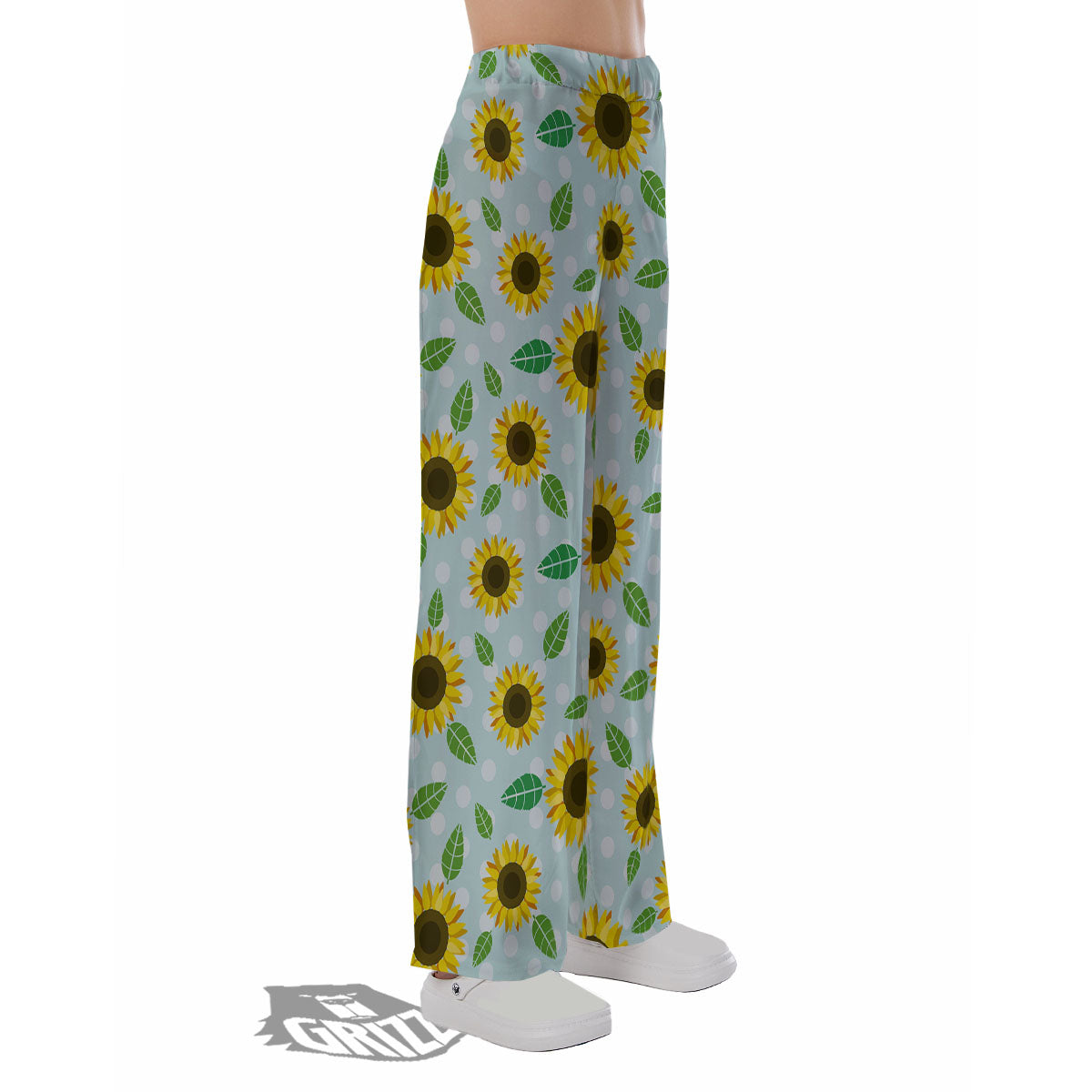 Sunflower Polka Dot Print Pattern Pajama Pants-grizzshop
