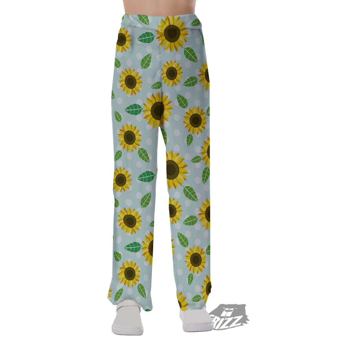 Sunflower Polka Dot Print Pattern Pajama Pants-grizzshop
