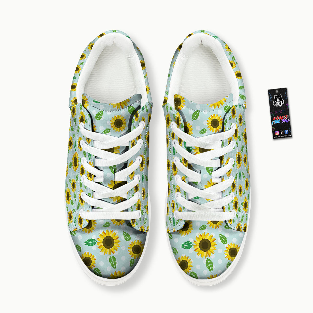 Sunflower Polka Dot Print Pattern Platform Shoes-grizzshop