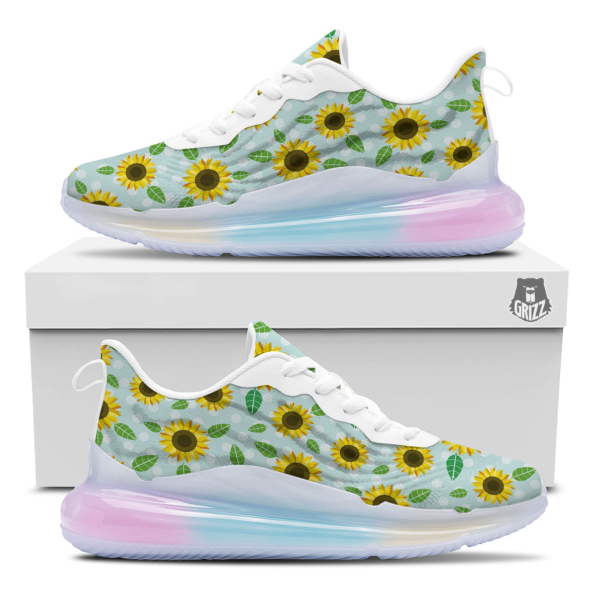 Sunflower Polka Dot Print Pattern Running Sneakers-grizzshop