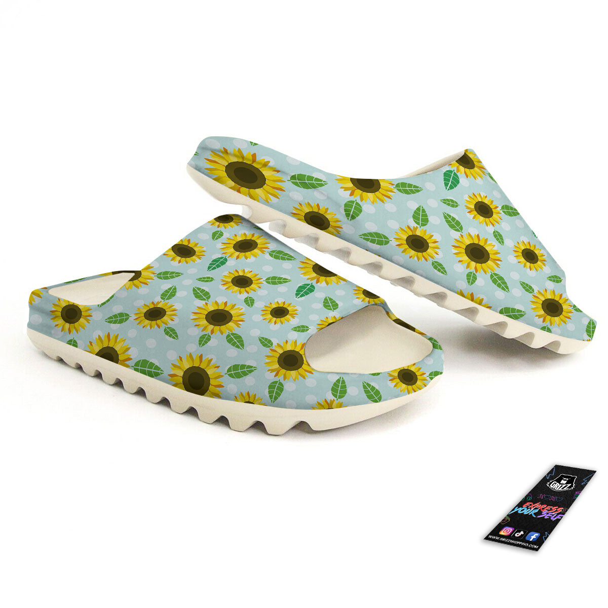 Sunflower Polka Dot Print Pattern Sandals-grizzshop