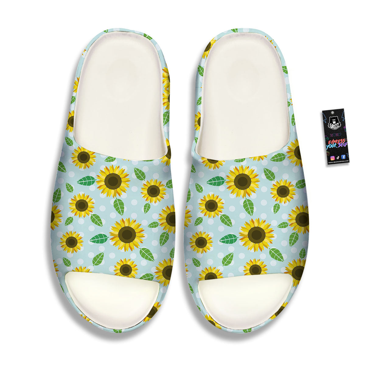 Sunflower Polka Dot Print Pattern Sandals-grizzshop
