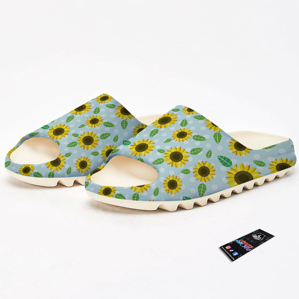 Sunflower Polka Dot Print Pattern Sandals-grizzshop