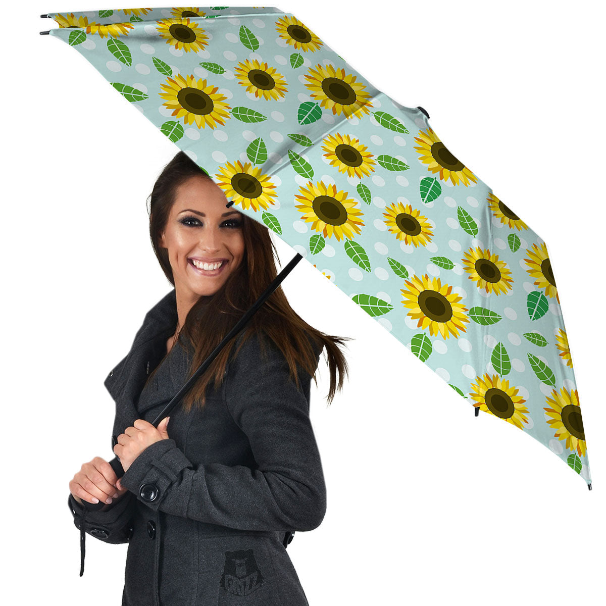 Sunflower Polka Dot Print Pattern Umbrella-grizzshop