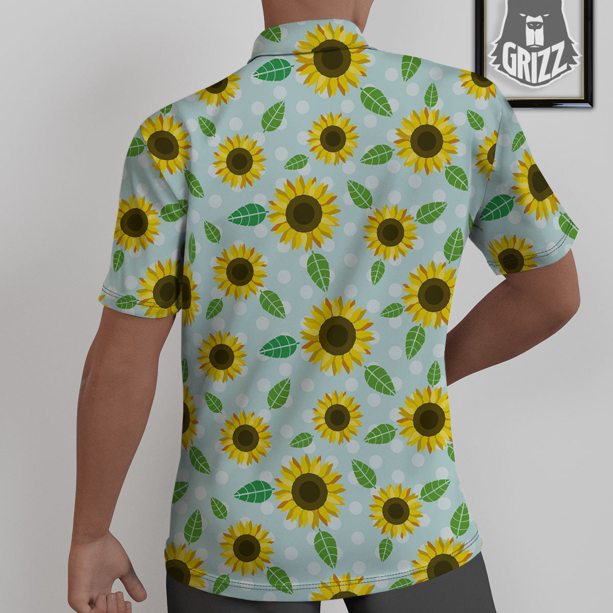 Sunflower Polka Dot Print Pattern Untucked Shirts-grizzshop