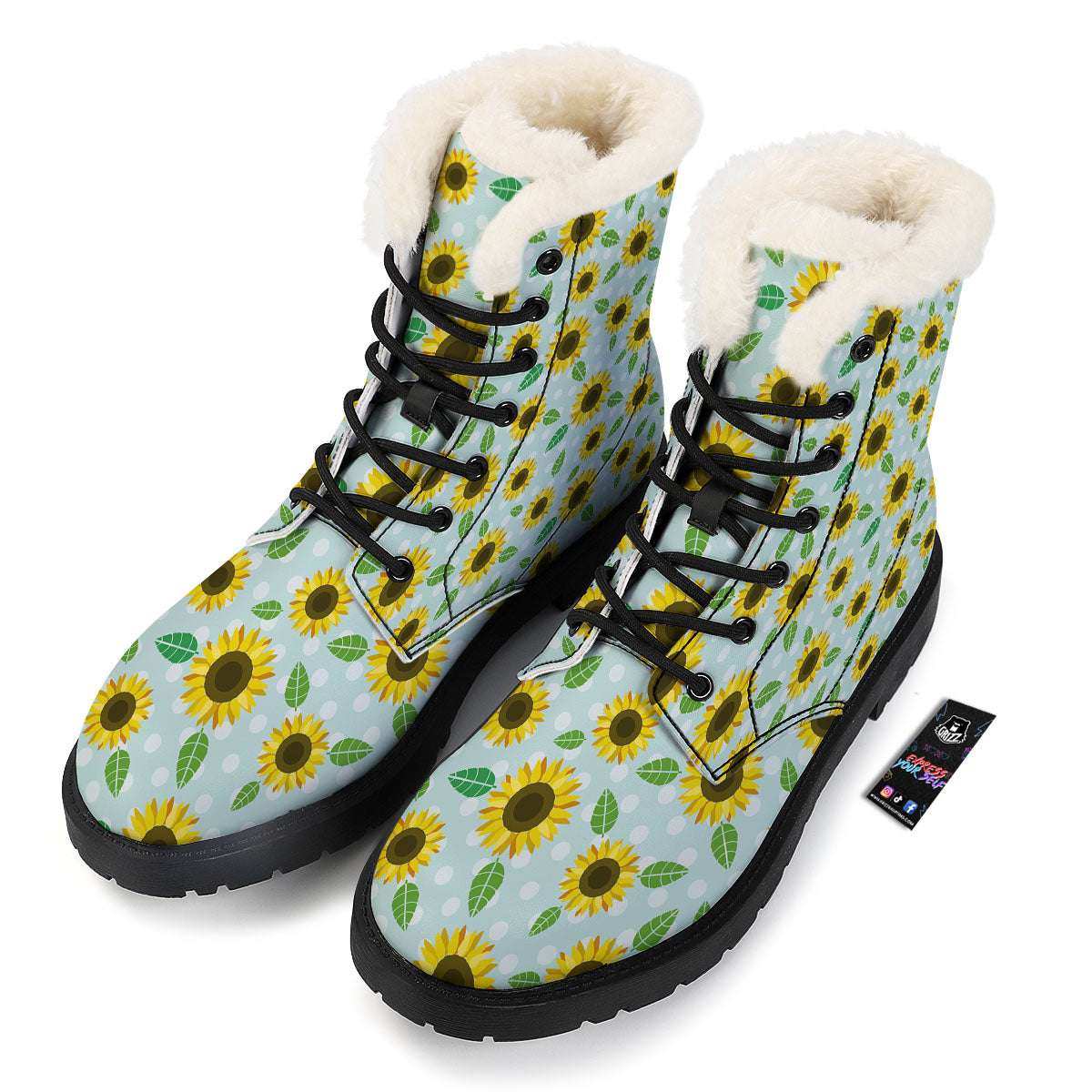 Sunflower Polka Dot Print Pattern Winter Boots-grizzshop