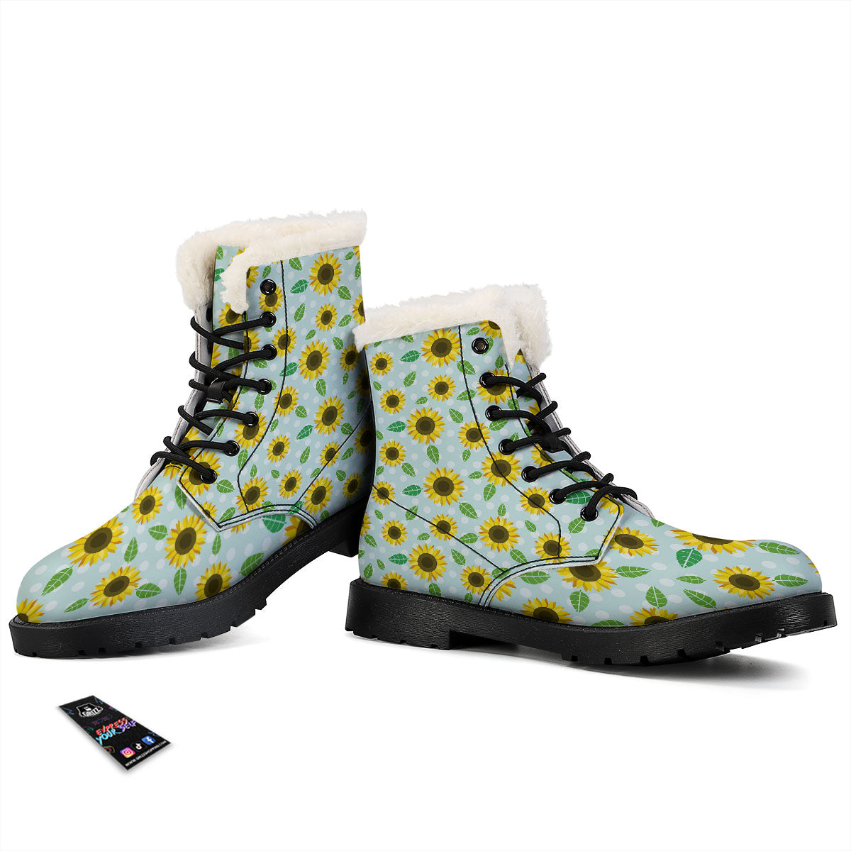 Sunflower Polka Dot Print Pattern Winter Boots-grizzshop