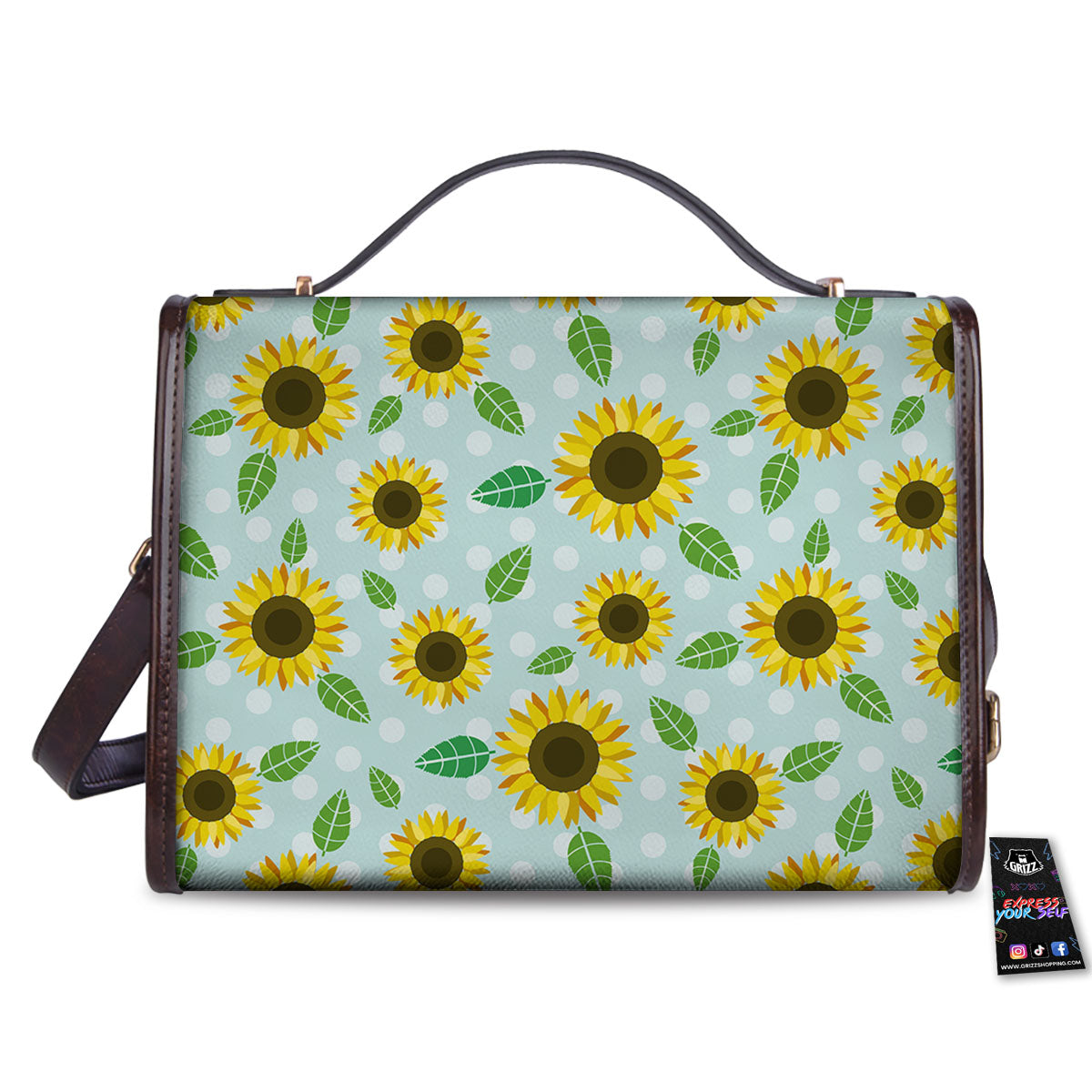 Sunflower Polka Dot Print Pattern Women's Satchel Bag-grizzshop
