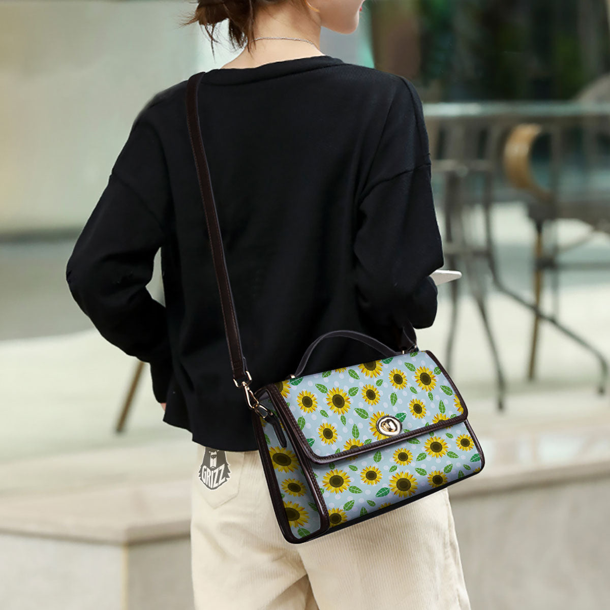 Sunflower Polka Dot Print Pattern Women's Satchel Bag-grizzshop
