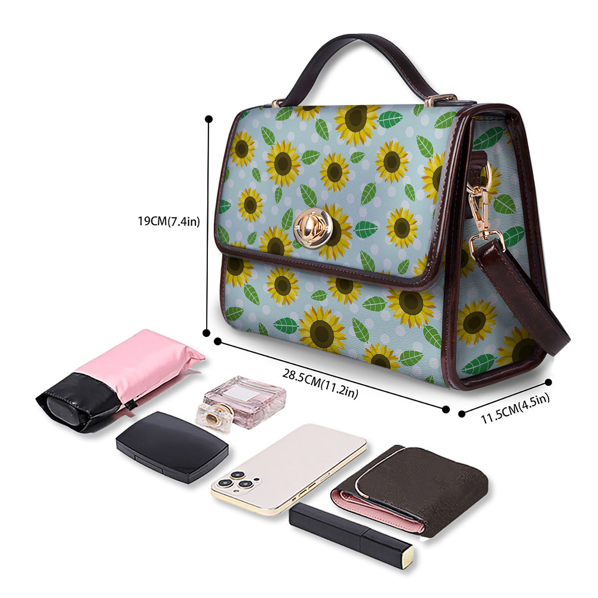 Sunflower Polka Dot Print Pattern Women's Satchel Bag-grizzshop