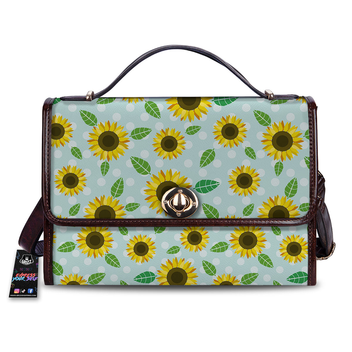 Sunflower Polka Dot Print Pattern Women's Satchel Bag-grizzshop
