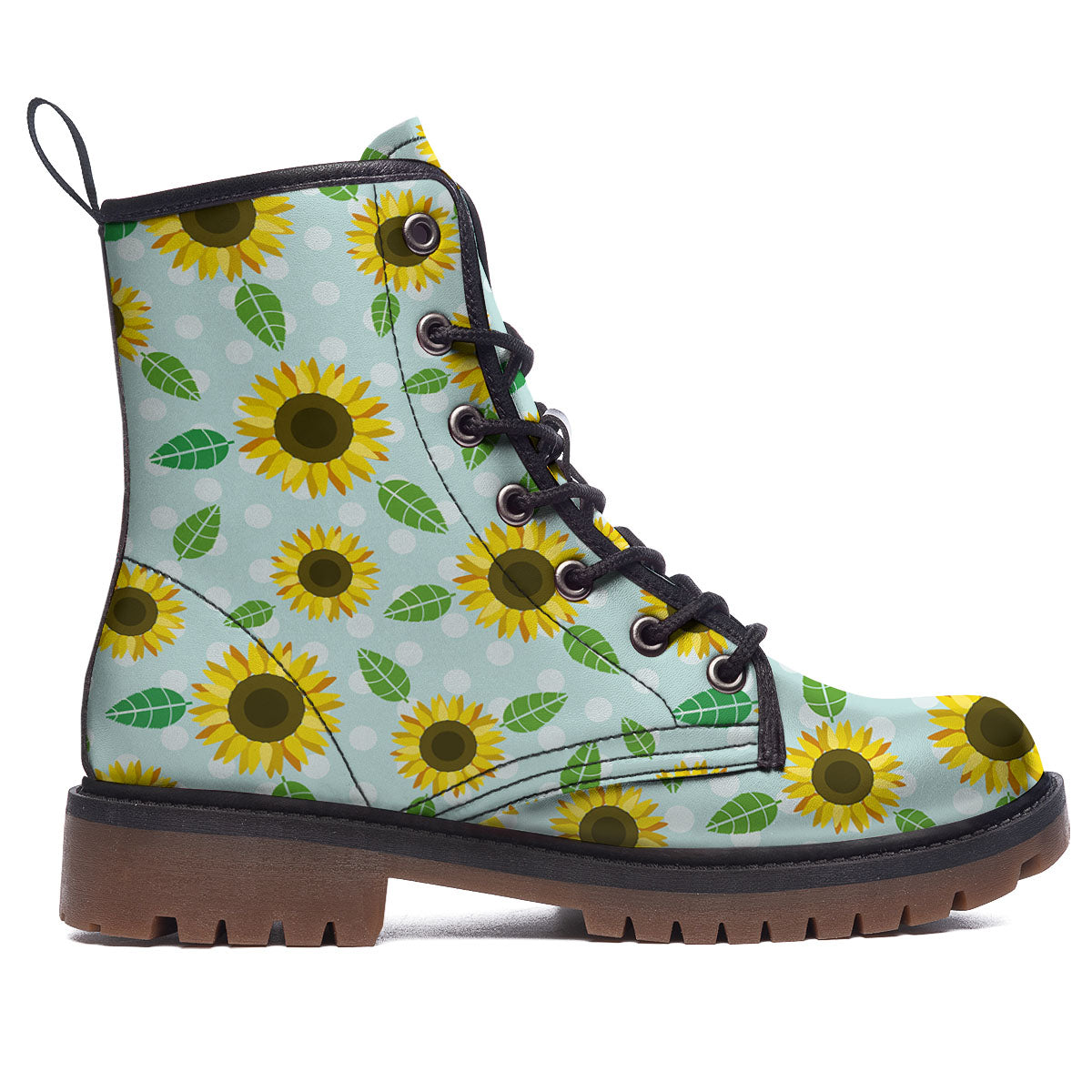 Sunflower Polka Dot Print Pattern Work Boots-grizzshop