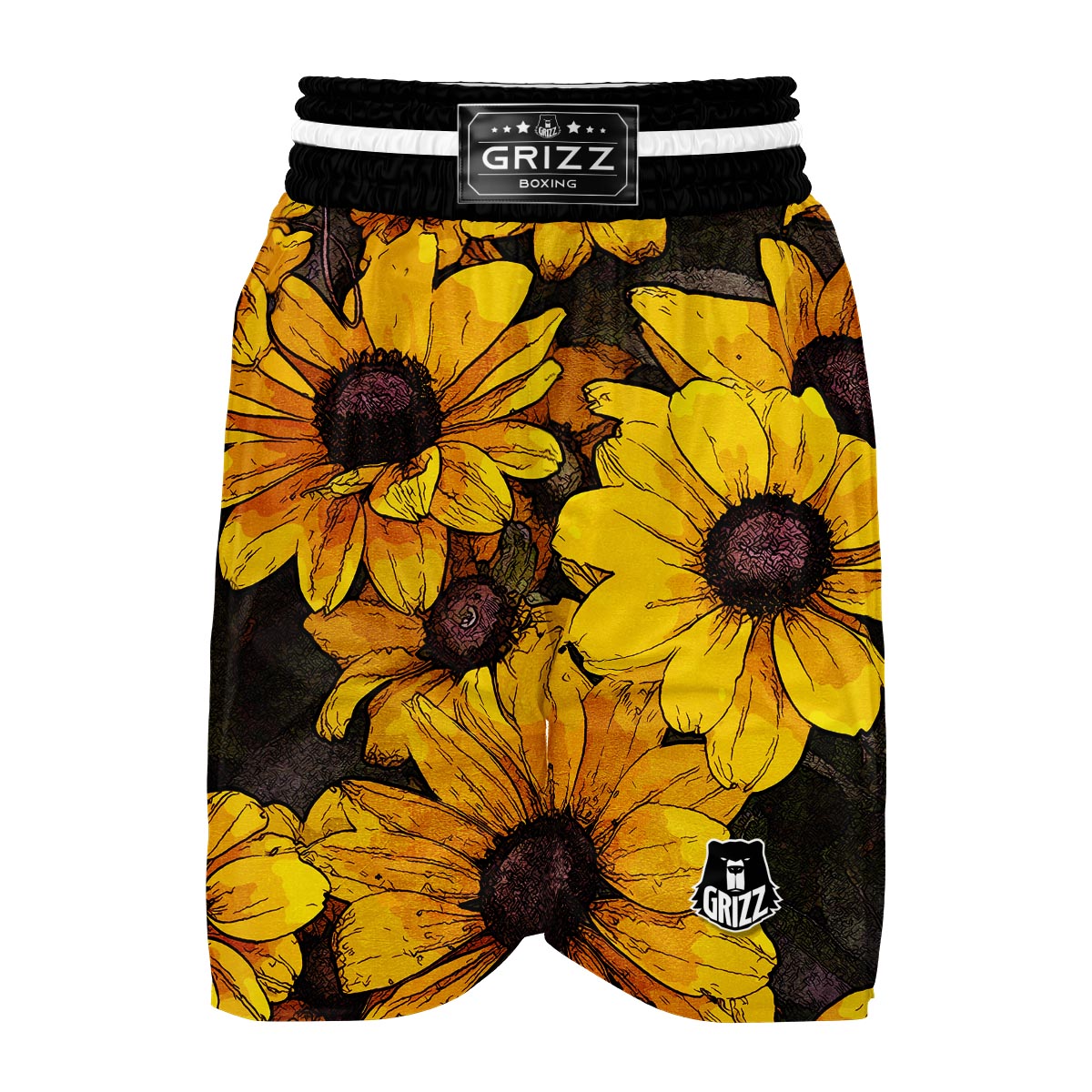 Sunflower Print Pattern Boxing Shorts-grizzshop