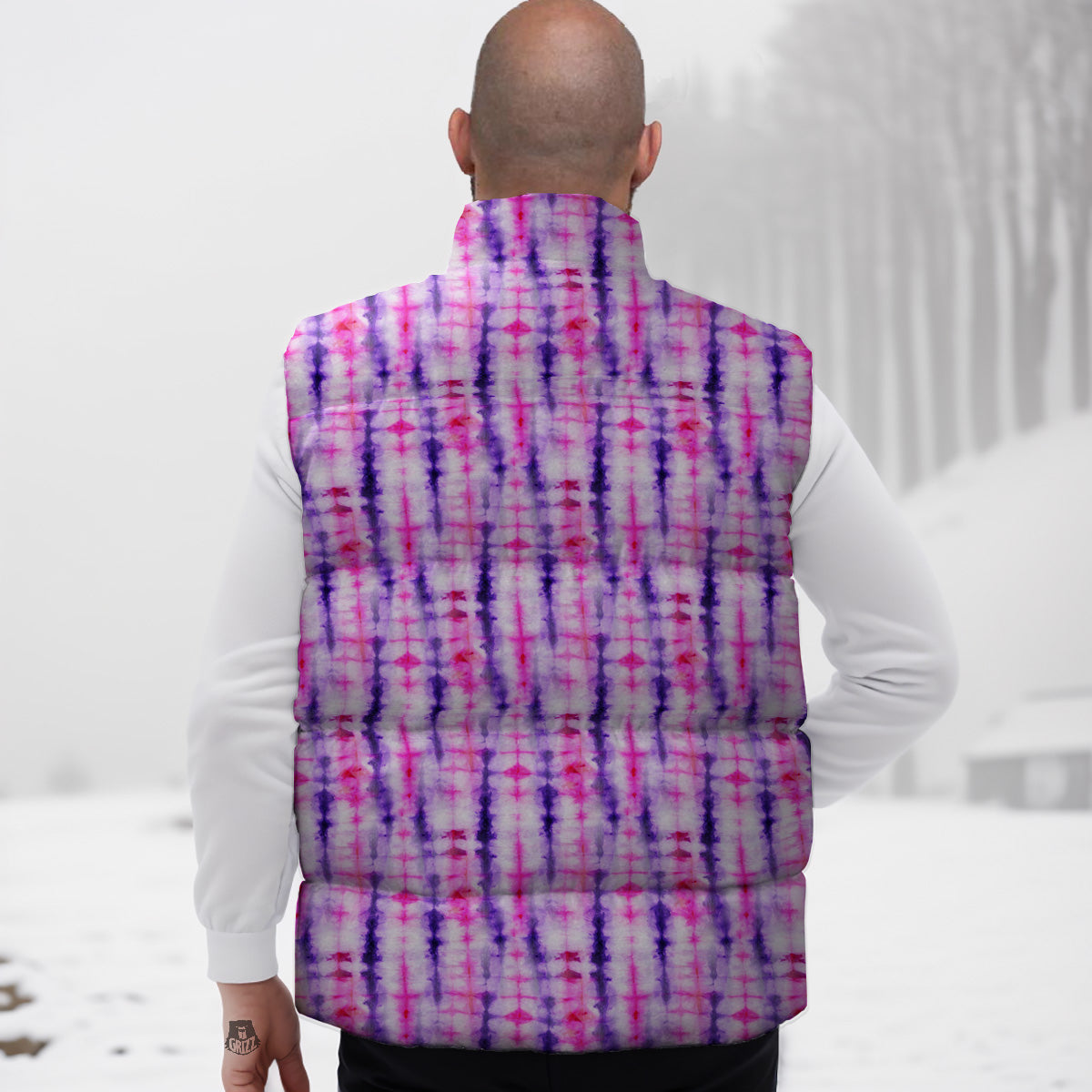 Tie Dye Purple Pink Print Pattern Down Vest