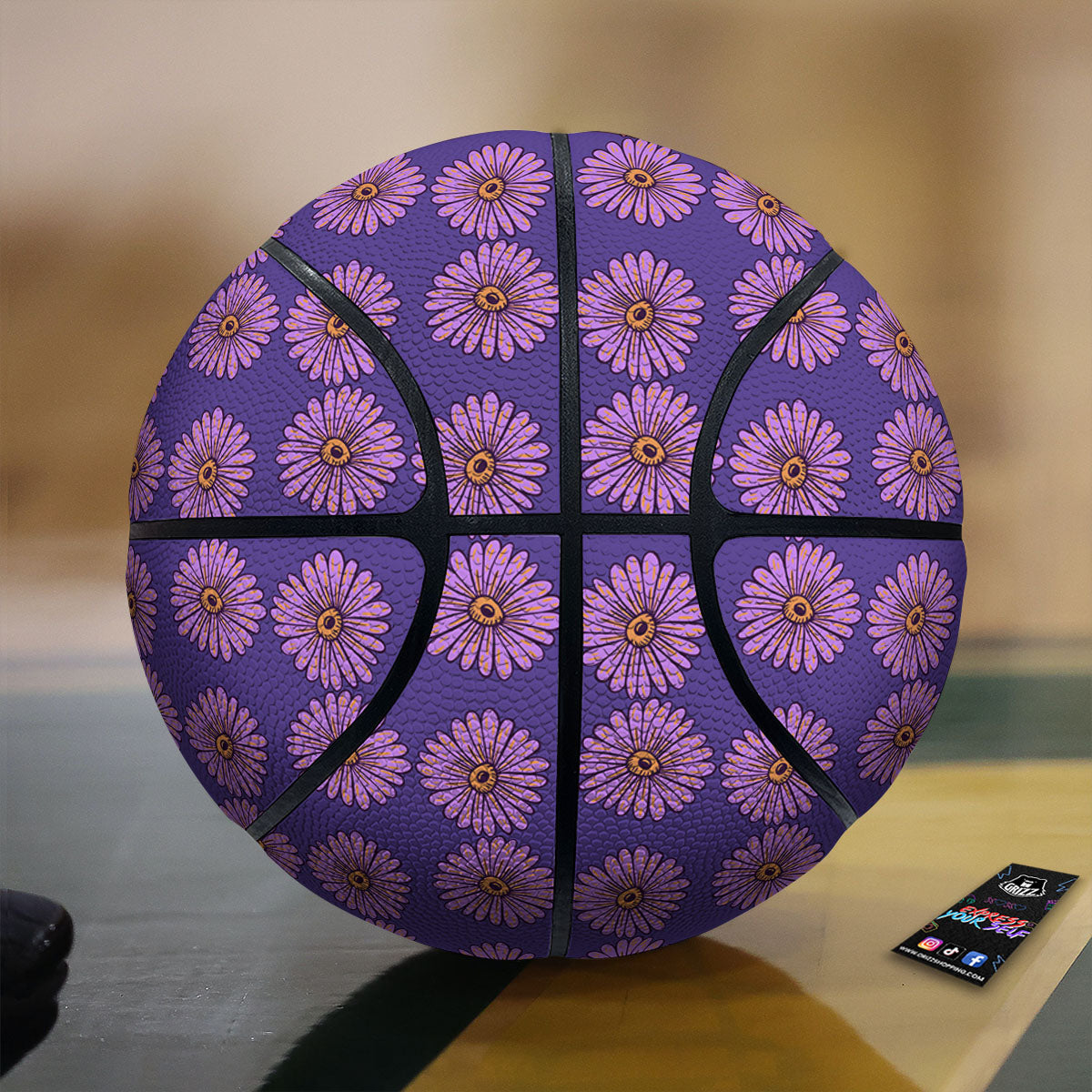 Sunflower Purple Print Pattern Basketball-grizzshop