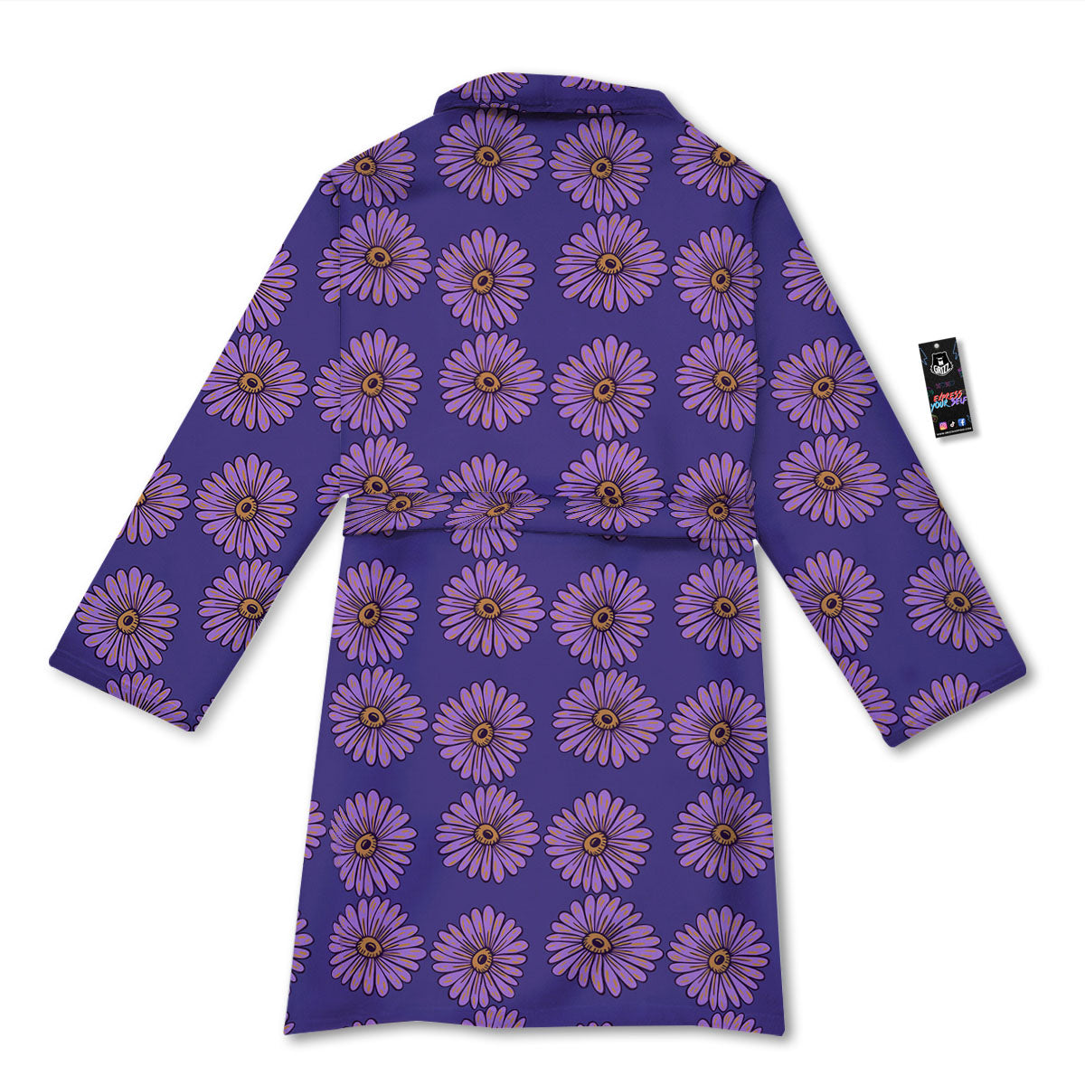 Sunflower Purple Print Pattern Bathrobe-grizzshop