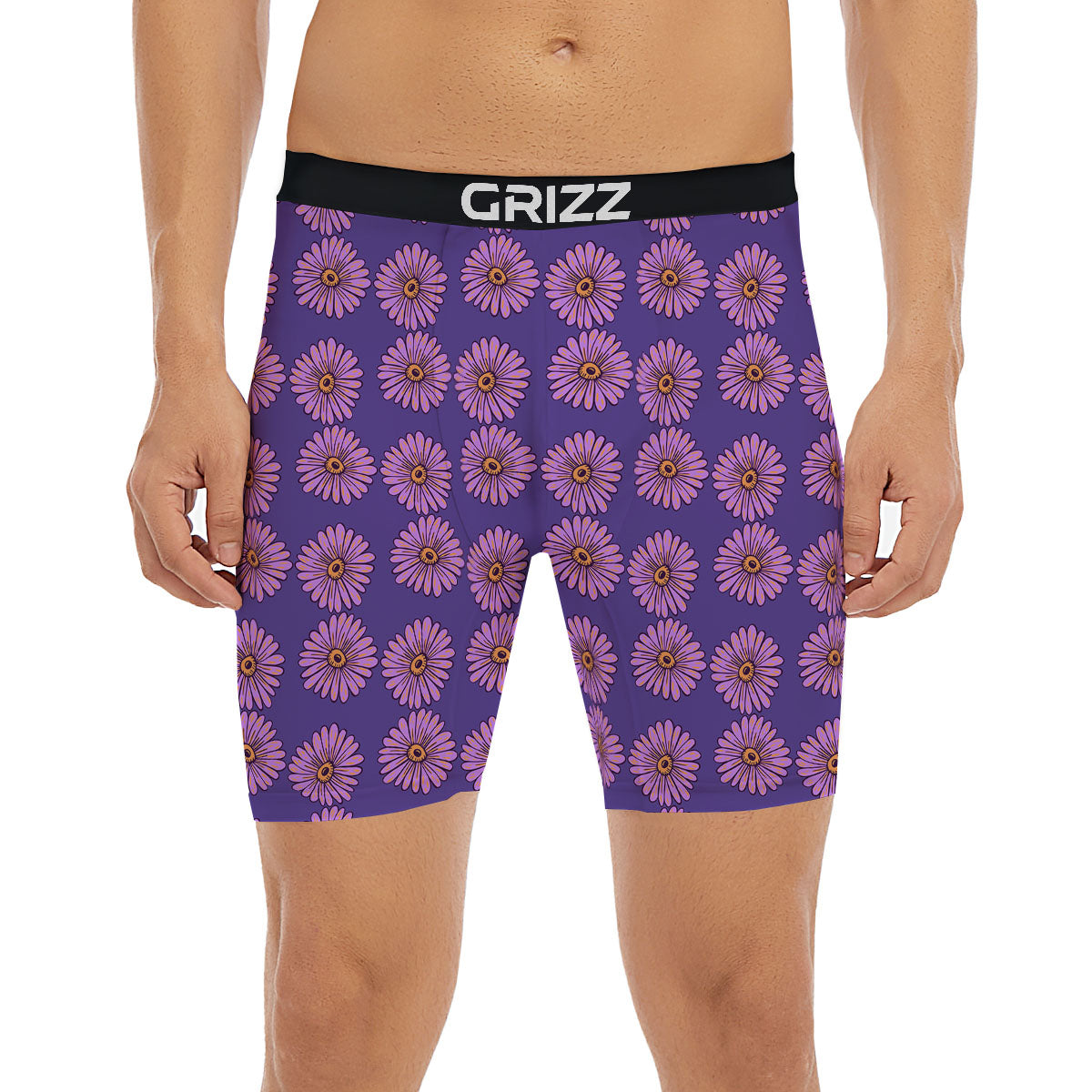 Sunflower Purple Print Pattern Boxer Briefs-grizzshop