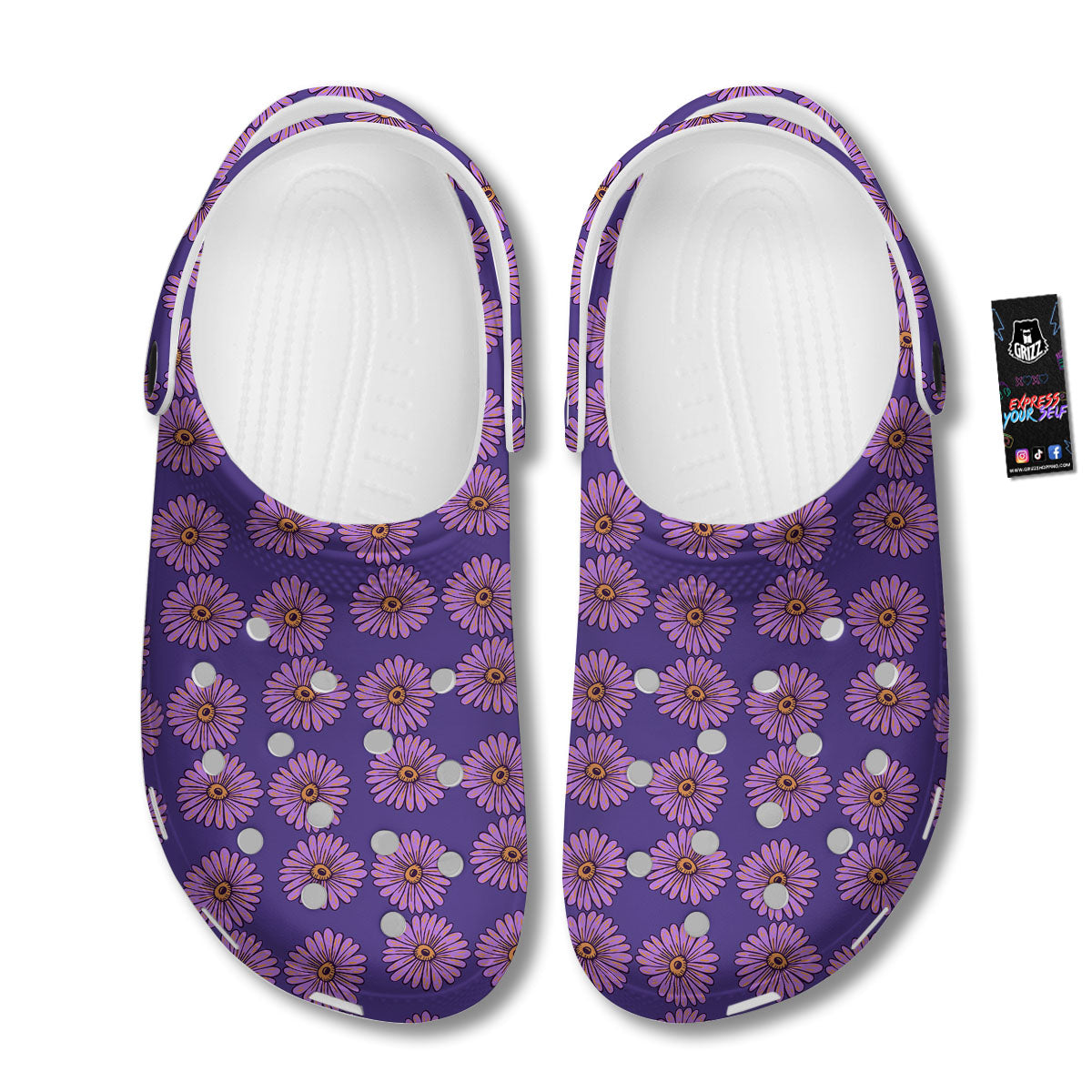 Sunflower Purple Print Pattern Clog-grizzshop