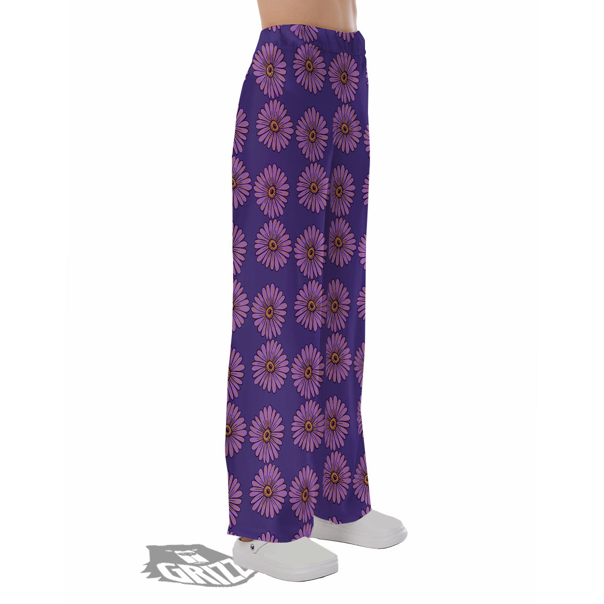 Sunflower Purple Print Pattern Pajama Pants-grizzshop
