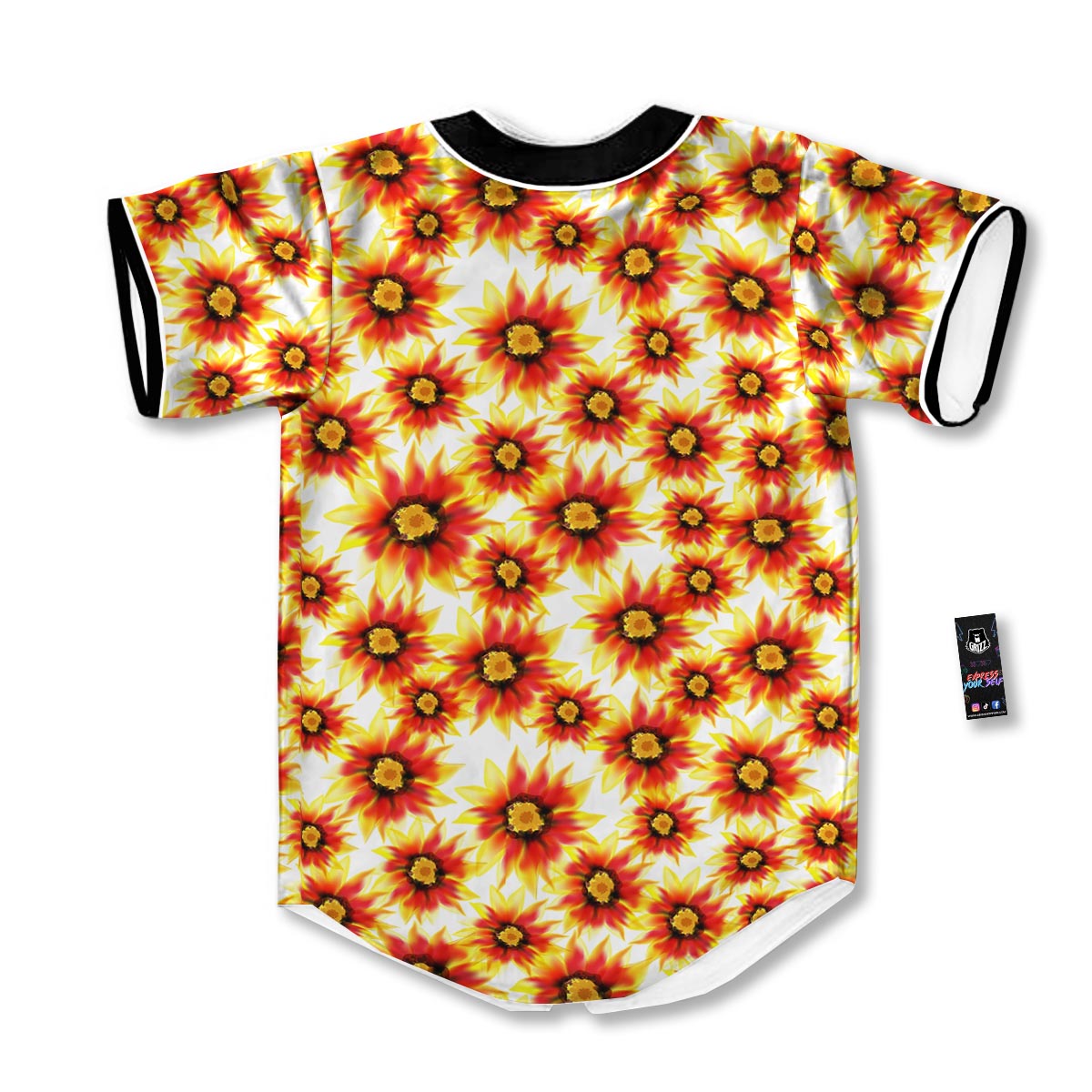 Sunflower Red Autumn Print Pattern Baseball Jersey-grizzshop