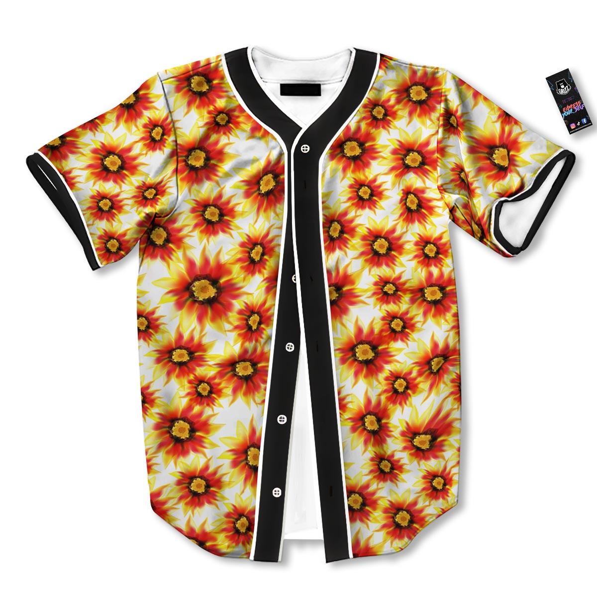 Sunflower Red Autumn Print Pattern Baseball Jersey-grizzshop