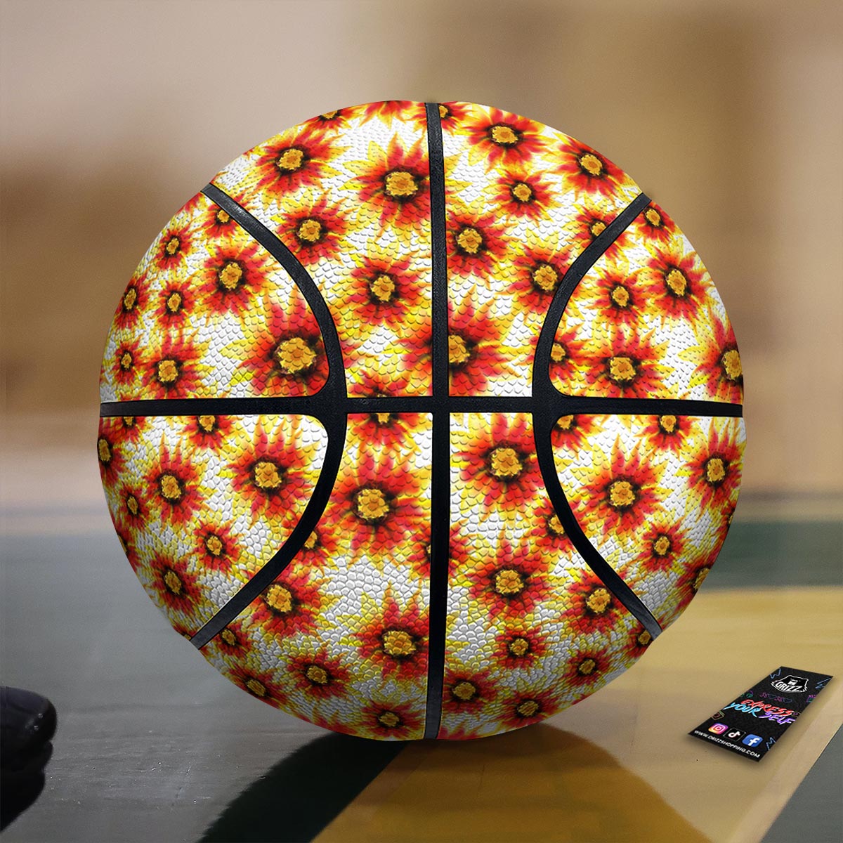 Sunflower Red Autumn Print Pattern Basketball-grizzshop