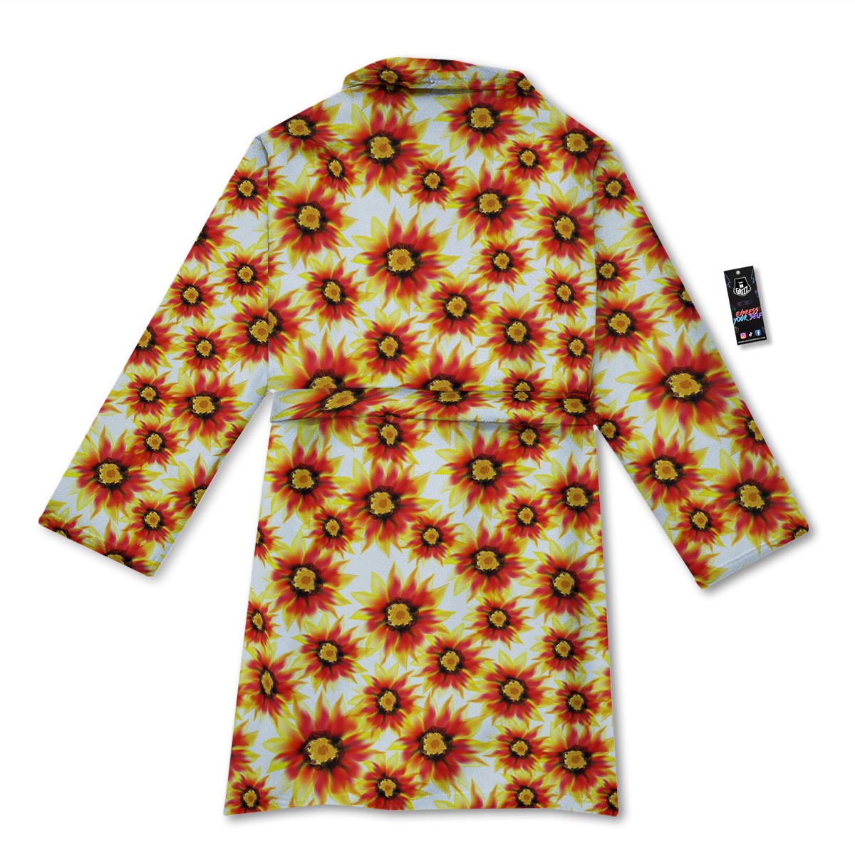 Sunflower Red Autumn Print Pattern Bathrobe-grizzshop