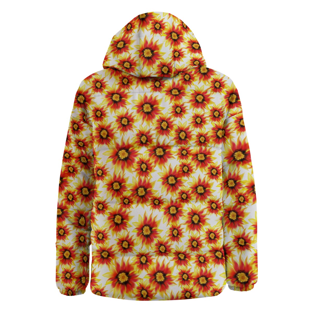Sunflower Red Autumn Print Pattern Down Jacket-grizzshop