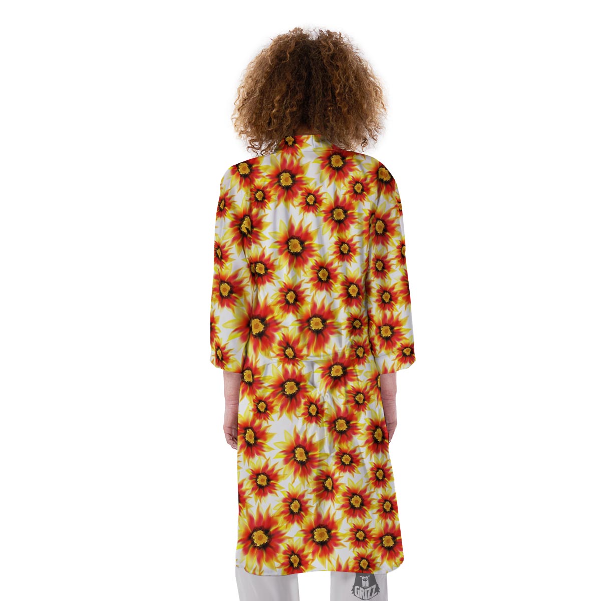 Sunflower Red Autumn Print Pattern Kimono-grizzshop