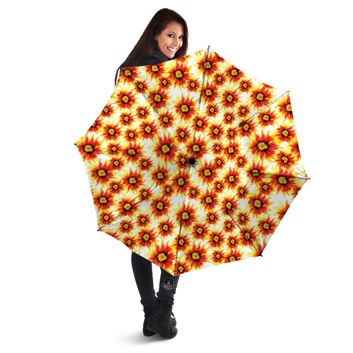 Sunflower Red Autumn Print Pattern Umbrella-grizzshop