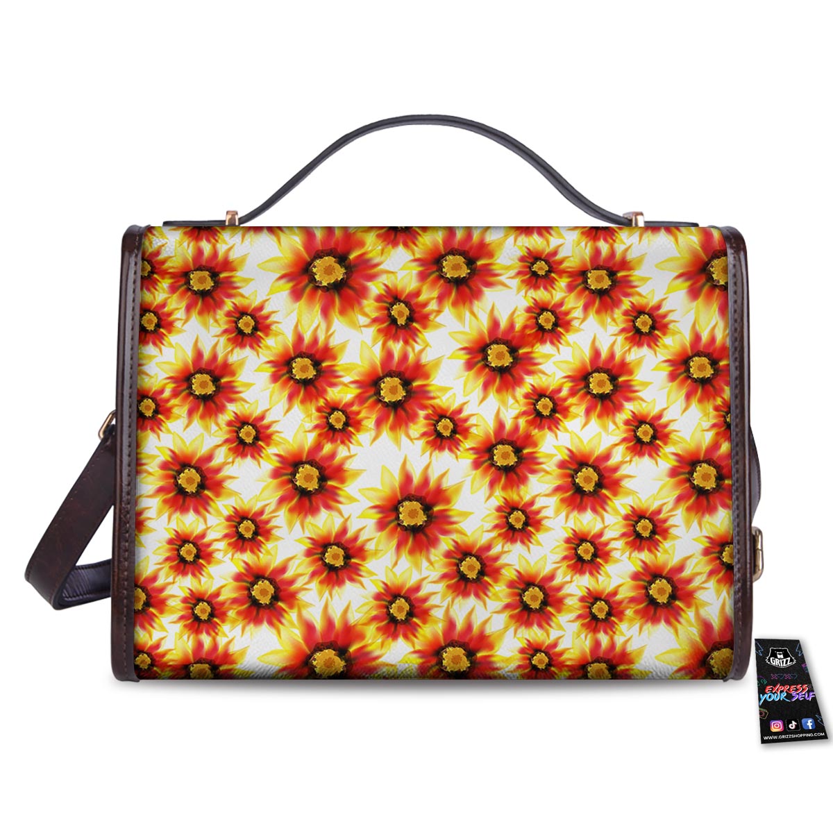 Sunflower Red Autumn Print Pattern Women's Satchel Bag-grizzshop