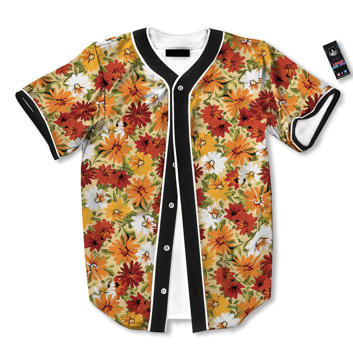 Sunflower Red Print Pattern Baseball Jersey-grizzshop