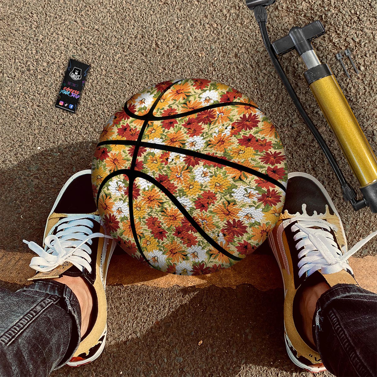 Sunflower Red Print Pattern Basketball-grizzshop