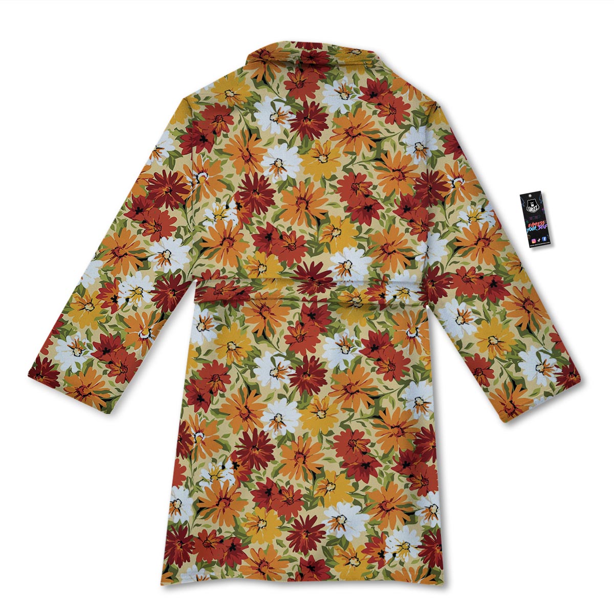 Sunflower Red Print Pattern Bathrobe-grizzshop