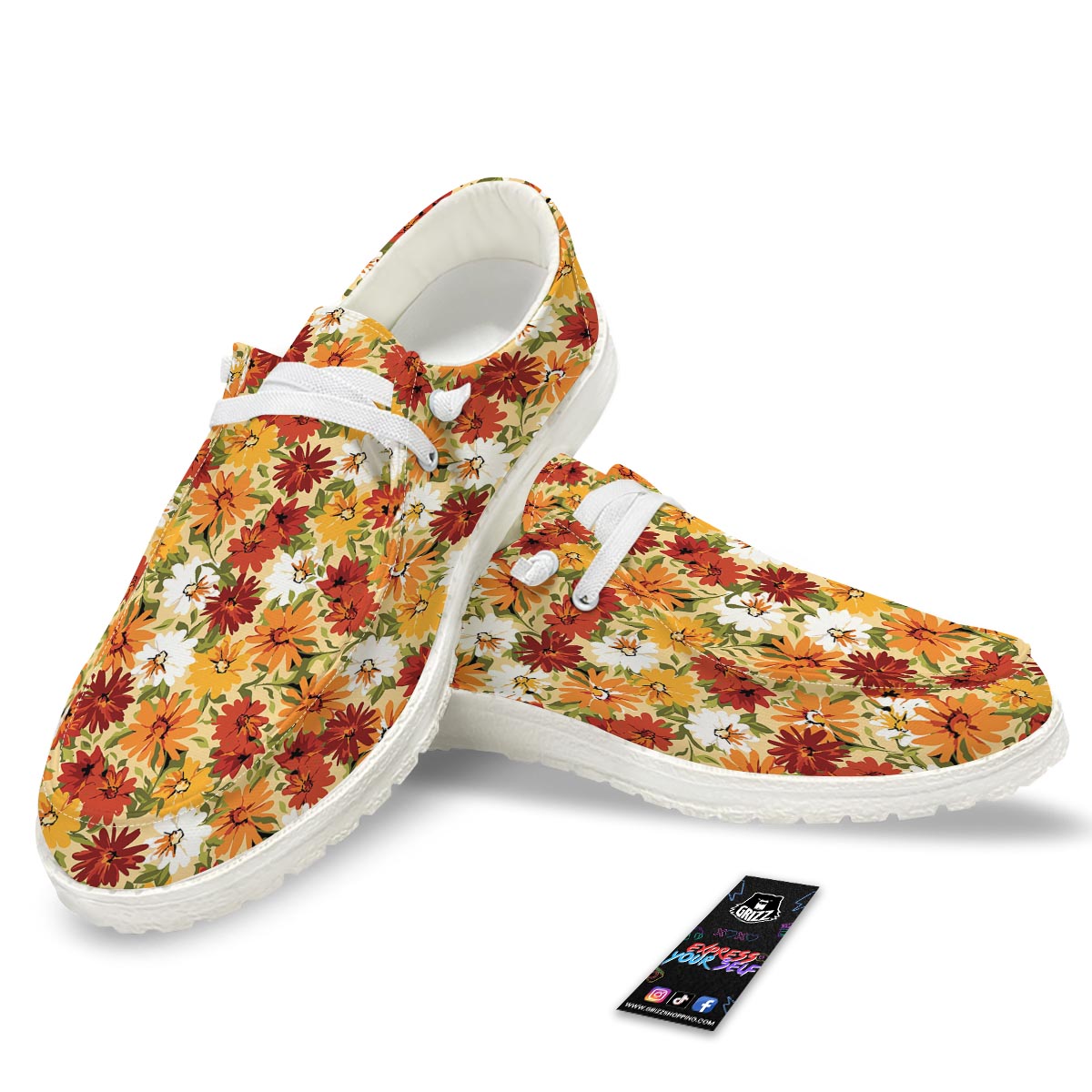 Sunflower Red Print Pattern Black Loafers-grizzshop