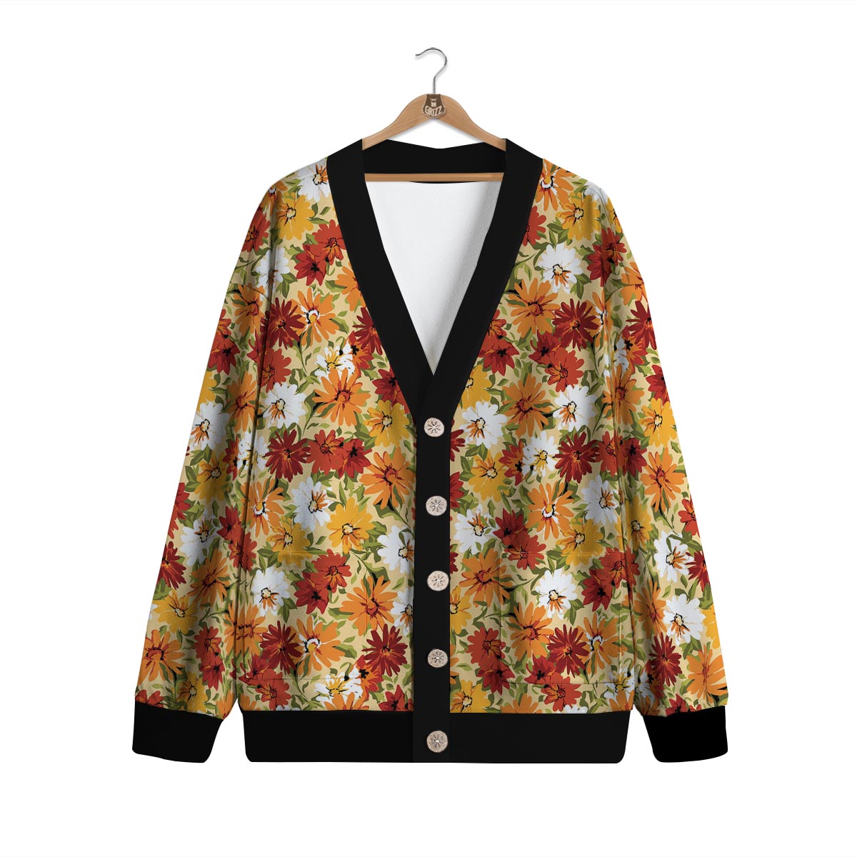 Sunflower Red Print Pattern Cardigan-grizzshop