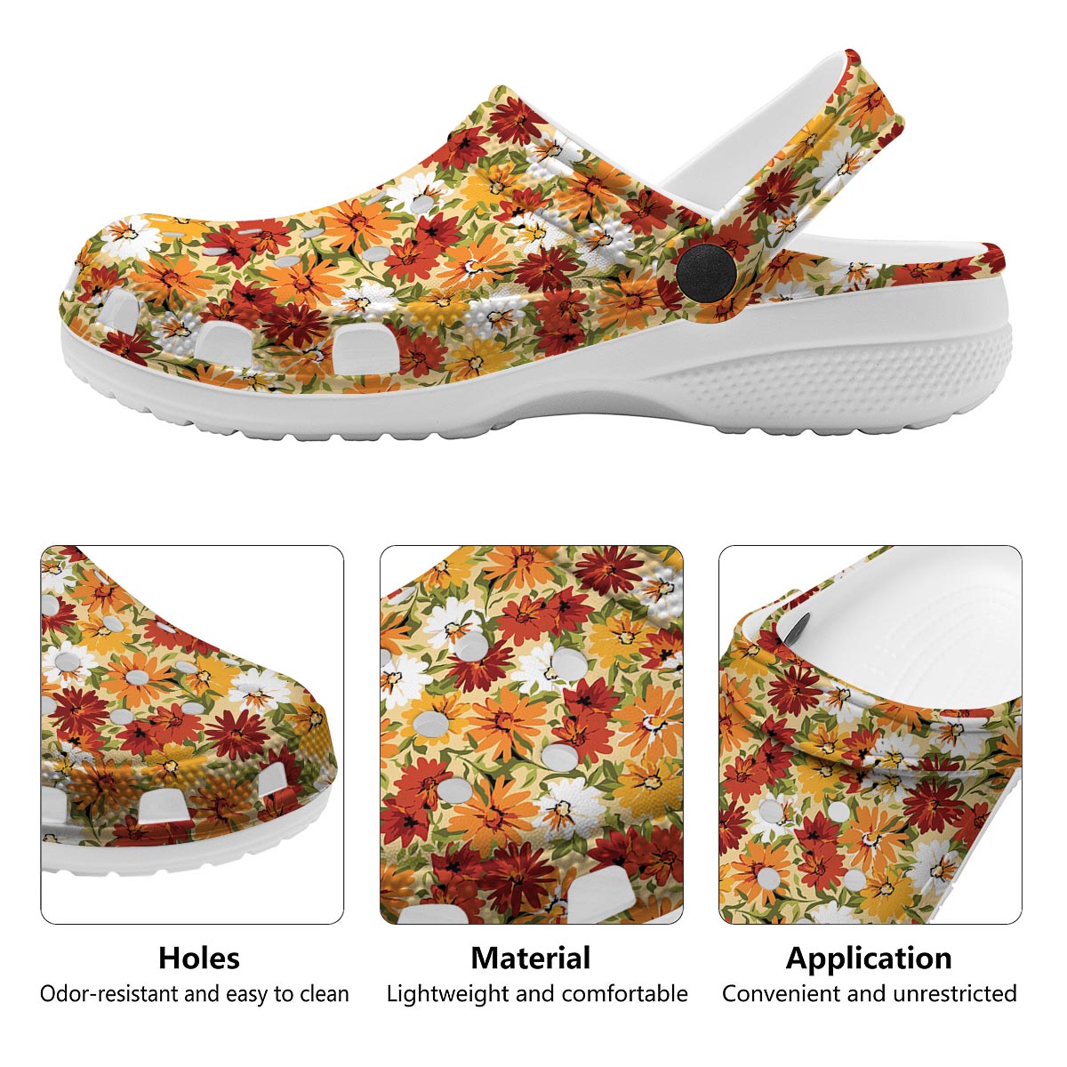 Sunflower Red Print Pattern Clog-grizzshop