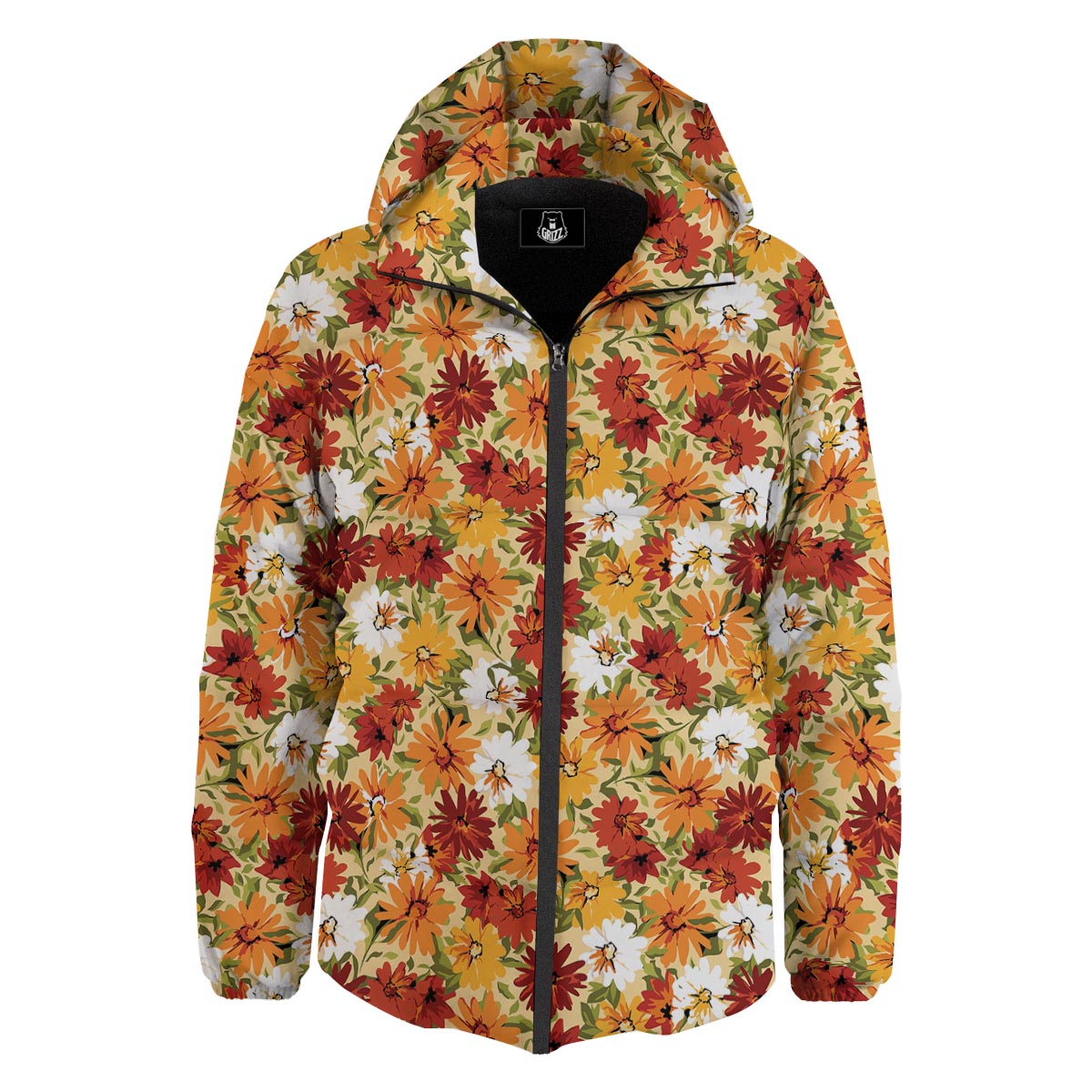 Sunflower Red Print Pattern Down Jacket-grizzshop