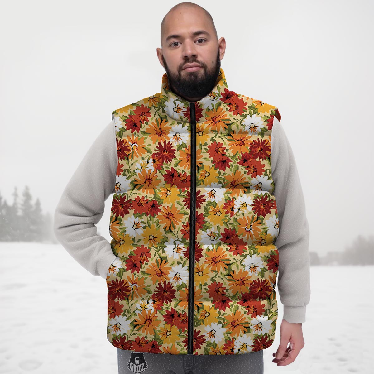 Sunflower Red Print Pattern Down Vest